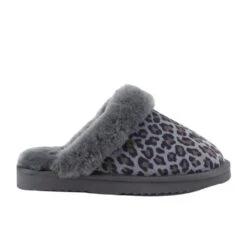 Warmbat Collie Print Panther Slof Dames Donkergrijs